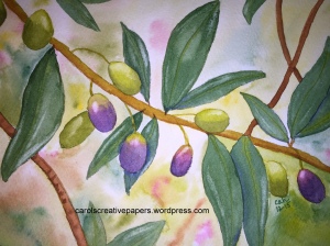 Watercolor of Olive Branch, Corfu, Greece