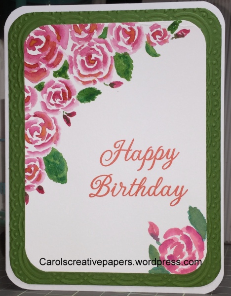 Hand-painted Watercolor Roses Birthday Card