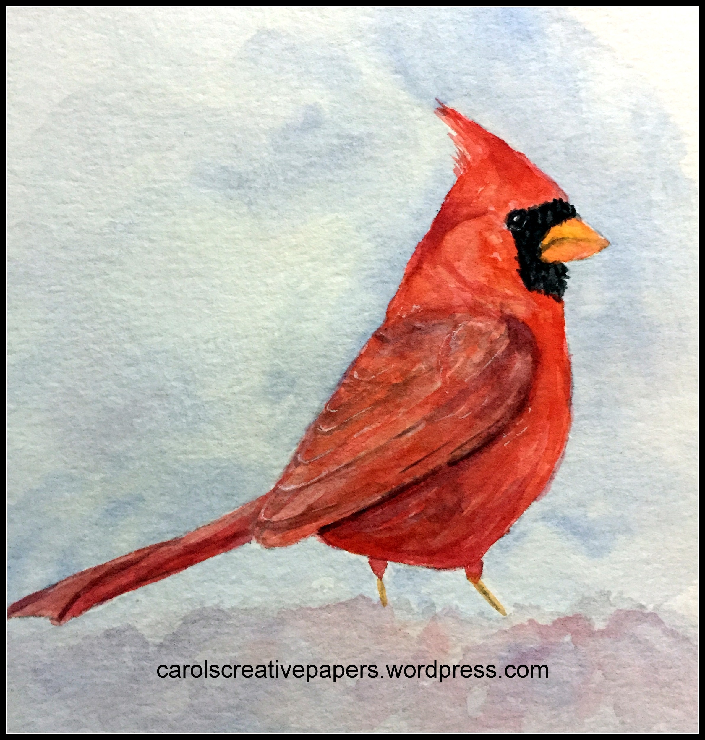 Cardinal (Red Bird) in Watercolor